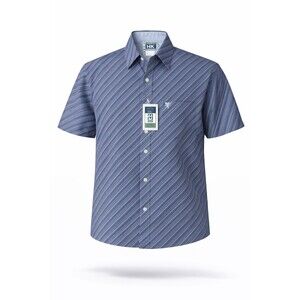 Cowboy Equipment Men's L Short Sleeve Shirt Made in USA Blue Stripe